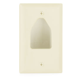 1-Gang Recessed Low Voltage Cable Wall Plate - Lite Almond